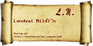 Lendvai Milán névjegykártya