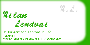 milan lendvai business card